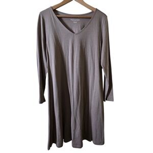 Soft Surroundings Beige V-Neck Dress PM Petite Medium Minimalist Casual Soft
